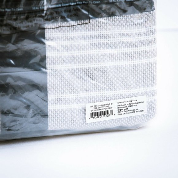 NWT Threshold Stripe Cotton Bed Blanket Grey White - Picture 7 of 8